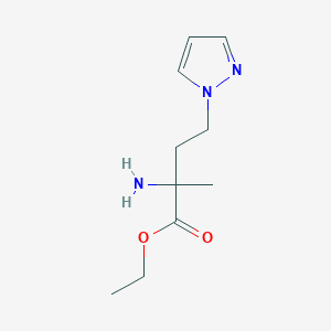 molecular formula C10H17N3O2 B13629394 Ethyl 2-amino-2-methyl-4-(1h-pyrazol-1-yl)butanoate 