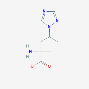 molecular formula C9H16N4O2 B13629412 Methyl 2-amino-2-methyl-4-(1h-1,2,4-triazol-1-yl)pentanoate 