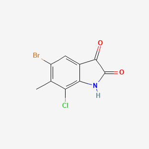 molecular formula C9H5BrClNO2 B13629473 5-Bromo-7-chloro-6-methylindoline-2,3-dione 