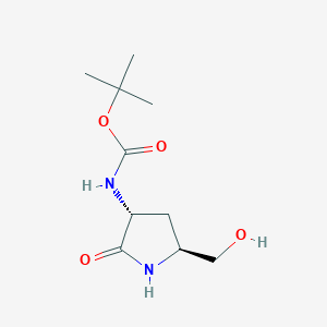 molecular formula C10H18N2O4 B13629516 tert-Butyl ((3R,5S)-5-(hydroxymethyl)-2-oxopyrrolidin-3-yl)carbamate 