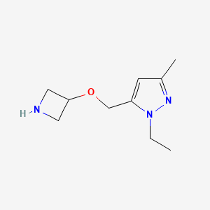 molecular formula C10H17N3O B13629590 5-((Azetidin-3-yloxy)methyl)-1-ethyl-3-methyl-1h-pyrazole 