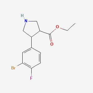 molecular formula C13H15BrFNO2 B13629615 Ethyl 4-(3-bromo-4-fluorophenyl)pyrrolidine-3-carboxylate 