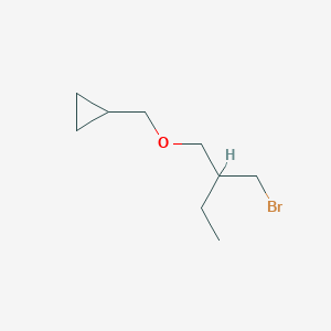 molecular formula C9H17BrO B13629626 ((2-(Bromomethyl)butoxy)methyl)cyclopropane 