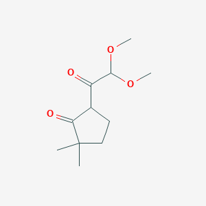 molecular formula C11H18O4 B13629637 5-(2,2-Dimethoxyacetyl)-2,2-dimethylcyclopentan-1-one 