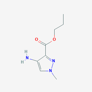 molecular formula C8H13N3O2 B13629783 Propyl 4-amino-1-methyl-1h-pyrazole-3-carboxylate 