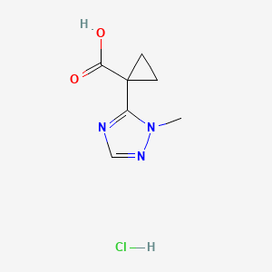 molecular formula C7H10ClN3O2 B13629787 1-(1-methyl-1H-1,2,4-triazol-5-yl)cyclopropane-1-carboxylicacidhydrochloride 