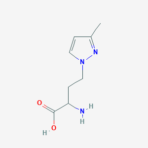 molecular formula C8H13N3O2 B13629794 2-Amino-4-(3-methyl-1h-pyrazol-1-yl)butanoic acid 