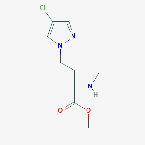 molecular formula C10H16ClN3O2 B13629830 Methyl 4-(4-chloro-1h-pyrazol-1-yl)-2-methyl-2-(methylamino)butanoate 