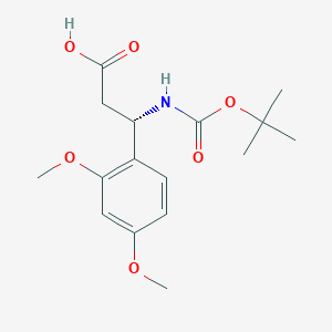 molecular formula C16H23NO6 B13629853 (S)-3-((tert-Butoxycarbonyl)amino)-3-(2,4-dimethoxyphenyl)propanoic acid 