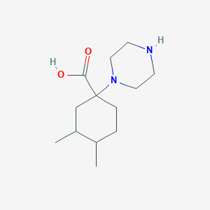 3,4-Dimethyl-1-(piperazin-1-yl)cyclohexane-1-carboxylic acid