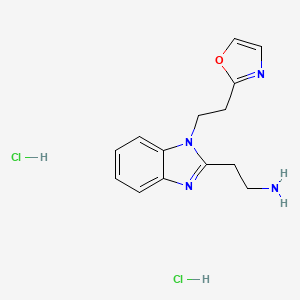 molecular formula C14H18Cl2N4O B13629926 2-{1-[2-(1,3-oxazol-2-yl)ethyl]-1H-1,3-benzodiazol-2-yl}ethan-1-aminedihydrochloride 