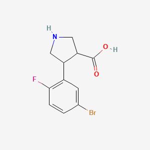 molecular formula C11H11BrFNO2 B13629968 4-(5-Bromo-2-fluorophenyl)pyrrolidine-3-carboxylic acid 