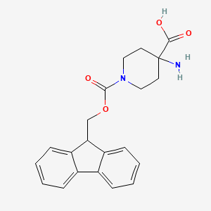 molecular formula C21H22N2O4 B13630026 1-(((9H-Fluoren-9-yl)methoxy)carbonyl)-4-aminopiperidine-4-carboxylic acid 