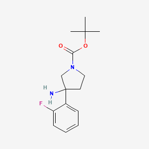 molecular formula C15H21FN2O2 B13630199 Tert-butyl 3-amino-3-(2-fluorophenyl)pyrrolidine-1-carboxylate 