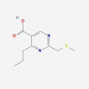 molecular formula C10H14N2O2S B13630216 2-((Methylthio)methyl)-4-propylpyrimidine-5-carboxylic acid 