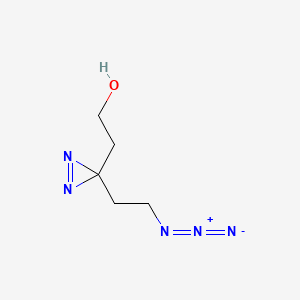 molecular formula C5H9N5O B13630239 2-[3-(2-Azidoethyl)-3H-diazirin-3-yl]ethanol 