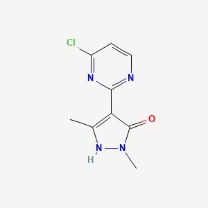 molecular formula C9H9ClN4O B13630246 4-(4-Chloro-2-pyrimidinyl)-1,3-dimethyl-1H-pyrazol-5-ol 