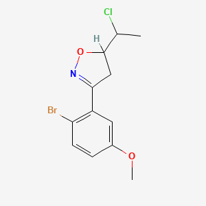 molecular formula C12H13BrClNO2 B13630288 3-(2-Bromo-5-methoxyphenyl)-5-(1-chloroethyl)-4,5-dihydro-1,2-oxazole 