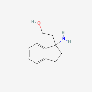 molecular formula C11H15NO B13630312 2-(1-amino-2,3-dihydro-1H-inden-1-yl)ethan-1-ol 