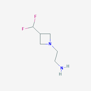 molecular formula C6H12F2N2 B13630352 2-[3-(Difluoromethyl)azetidin-1-yl]ethan-1-amine 