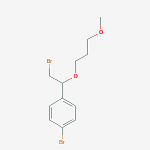 molecular formula C12H16Br2O2 B13630370 1-Bromo-4-(2-bromo-1-(3-methoxypropoxy)ethyl)benzene 