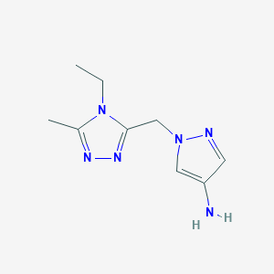 molecular formula C9H14N6 B13630430 1-((4-Ethyl-5-methyl-4h-1,2,4-triazol-3-yl)methyl)-1h-pyrazol-4-amine 