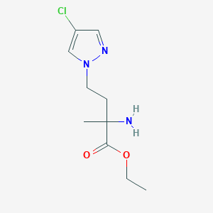 molecular formula C10H16ClN3O2 B13630434 Ethyl 2-amino-4-(4-chloro-1h-pyrazol-1-yl)-2-methylbutanoate 