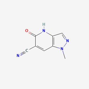 molecular formula C8H6N4O B13630459 1-methyl-5-oxo-1H,4H,5H-pyrazolo[4,3-b]pyridine-6-carbonitrile 