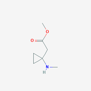 molecular formula C7H13NO2 B13630463 Methyl 2-[1-(methylamino)cyclopropyl]acetate 