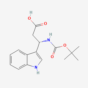 molecular formula C16H20N2O4 B13630507 (S)-3-((tert-butoxycarbonyl)amino)-3-(1H-indol-3-yl)propanoic acid 