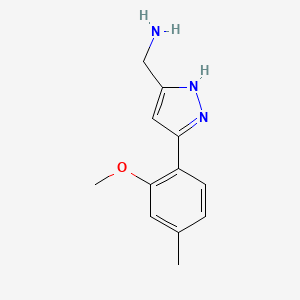 molecular formula C12H15N3O B13630590 [5-(2-methoxy-4-methylphenyl)-1H-pyrazol-3-yl]methanamine 