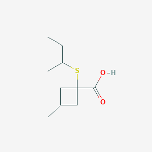 molecular formula C10H18O2S B13630639 1-(Sec-butylthio)-3-methylcyclobutane-1-carboxylic acid 