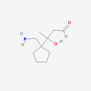 molecular formula C10H19NO2 B13630664 3-(1-(Aminomethyl)cyclopentyl)-3-hydroxybutanal 