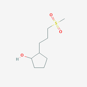 molecular formula C9H18O3S B13630668 2-(3-(Methylsulfonyl)propyl)cyclopentan-1-ol 