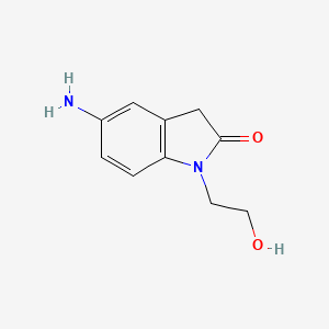 molecular formula C10H12N2O2 B13630718 5-Amino-1-(2-hydroxyethyl)-2,3-dihydro-1h-indol-2-one 