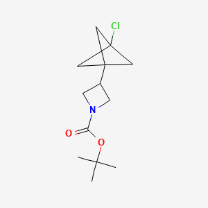 molecular formula C13H20ClNO2 B13630728 Tert-butyl 3-{3-chlorobicyclo[1.1.1]pentan-1-yl}azetidine-1-carboxylate 