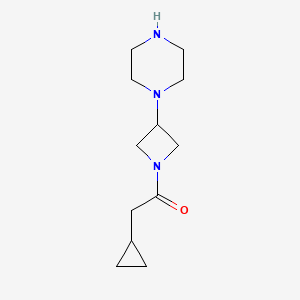 molecular formula C12H21N3O B13630775 2-Cyclopropyl-1-(3-(piperazin-1-yl)azetidin-1-yl)ethan-1-one 