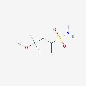 molecular formula C7H17NO3S B13630777 4-Methoxy-4-methylpentane-2-sulfonamide 