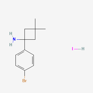 molecular formula C12H17BrIN B13630808 1-(4-Bromophenyl)-3,3-dimethylcyclobutan-1-aminehydroiodide 