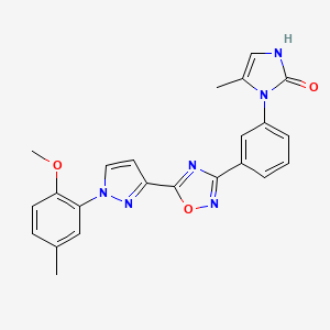 1-(3-{5-[1-(2-methoxy-5-methylphenyl)-1H-pyrazol-3-yl]-1,2,4-oxadiazol-3-yl}phenyl)-5-methyl-2,3-dihydro-1H-imidazol-2-one