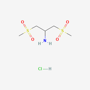 molecular formula C5H14ClNO4S2 B13630845 2-Methanesulfonyl-1-(methanesulfonylmethyl)ethan-1-amine hydrochloride 