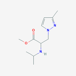 molecular formula C11H19N3O2 B13630881 Methyl 2-(isopropylamino)-3-(3-methyl-1h-pyrazol-1-yl)propanoate 