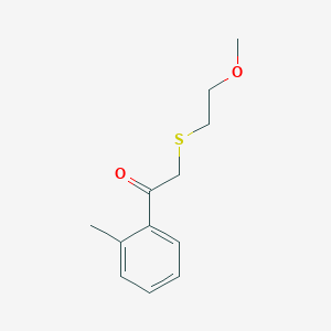 molecular formula C12H16O2S B13630973 2-((2-Methoxyethyl)thio)-1-(o-tolyl)ethan-1-one 