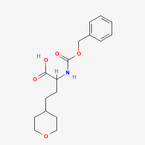 molecular formula C17H23NO5 B13630980 2-{[(Benzyloxy)carbonyl]amino}-4-(oxan-4-yl)butanoic acid 