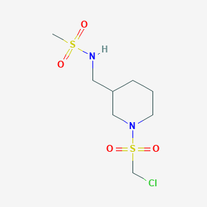 molecular formula C8H17ClN2O4S2 B13631011 N-[(1-chloromethanesulfonylpiperidin-3-yl)methyl]methanesulfonamide 