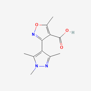 molecular formula C11H13N3O3 B13631050 5-Methyl-3-(1,3,5-trimethyl-4-pyrazolyl)isoxazole-4-carboxylic Acid 