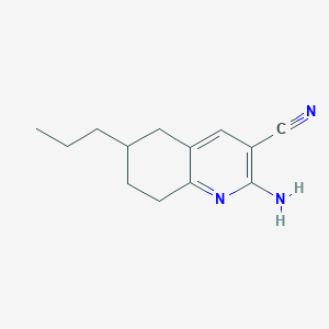 molecular formula C13H17N3 B13631091 2-Amino-6-propyl-5,6,7,8-tetrahydroquinoline-3-carbonitrile 