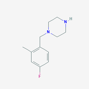 molecular formula C12H17FN2 B13631181 1-(4-Chloro-2-methylbenzyl)piperazine 