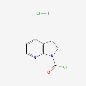 molecular formula C8H8Cl2N2O B13631231 1H,2H,3H-pyrrolo[2,3-b]pyridine-1-carbonylchloridehydrochloride 