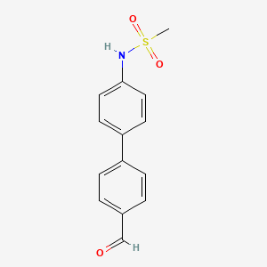 molecular formula C14H13NO3S B13631279 N-[4-(4-formylphenyl)phenyl]methanesulfonamide 